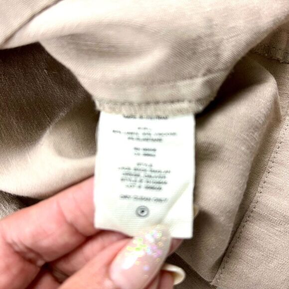 Theory Linen Blend Lace Back Raglan Shift Dress - Picture 5 of 9